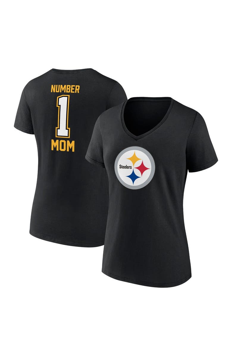 FANATICS Women's Fanatics Branded Black Pittsburgh Steelers Mother's Day V-Neck T-Shirt, Main, color, 