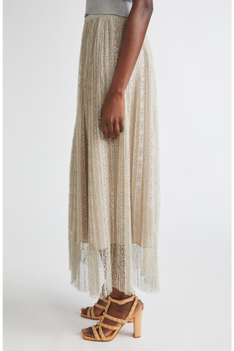 Maren Lace Pleated Maxi Skirt, Alternate, color, STERLING SILVER