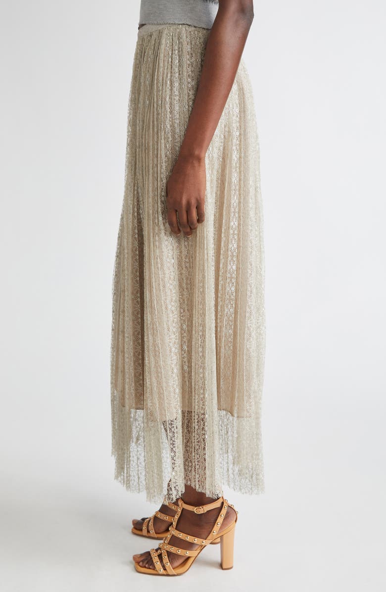 Ulla Johnson Maren Lace Pleated Maxi Skirt, Alternate, color, Sterling Silver