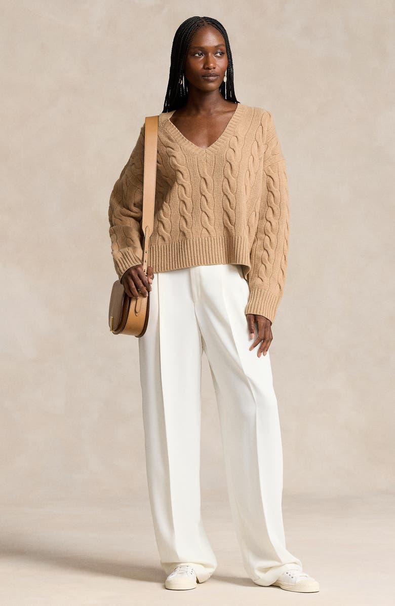 Polo Ralph Lauren Cable Wool & Cashmere V-Neck Sweater, Alternate, color, 