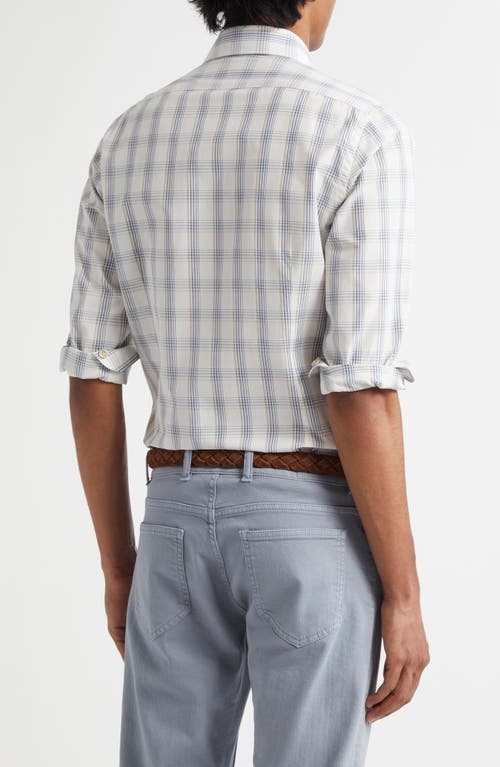 Shop Eleventy Dandy Plaid Cotton & Linen Button-up Shirt In Light Melange Grey