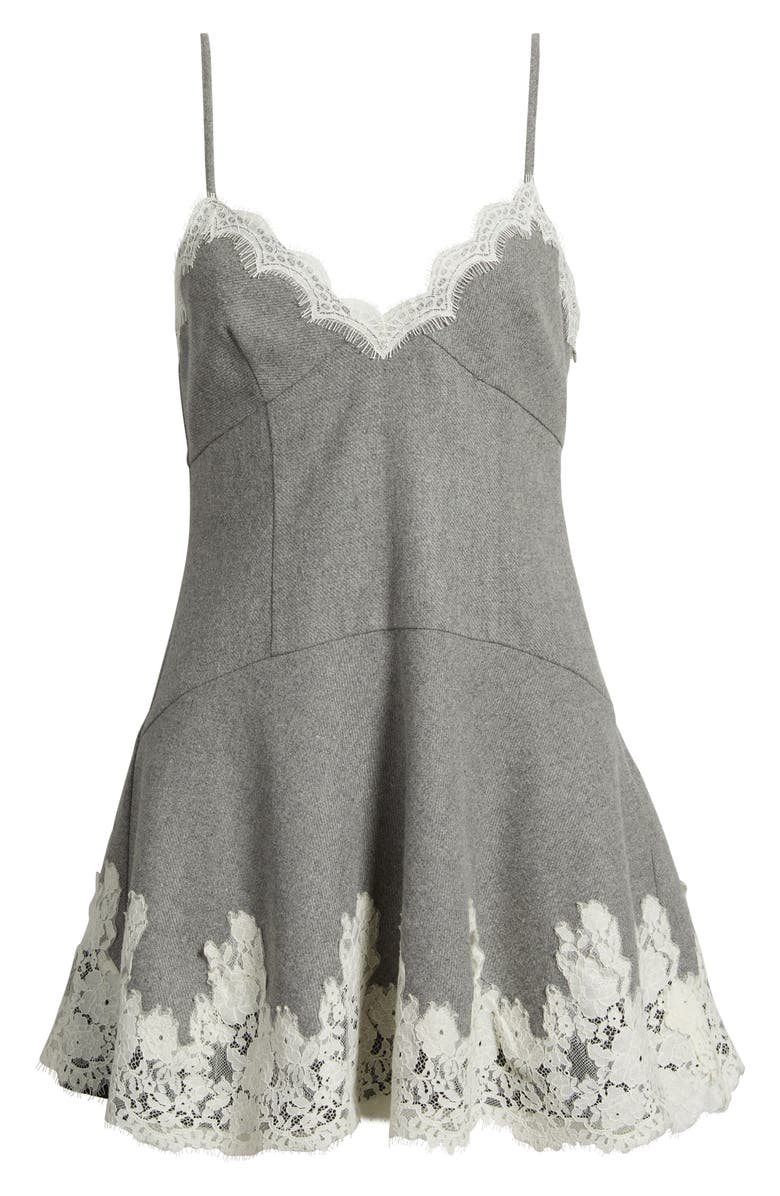 LoveShackFancy Teddi Lace Detail Minidress, Alternate, color, Grey Melange