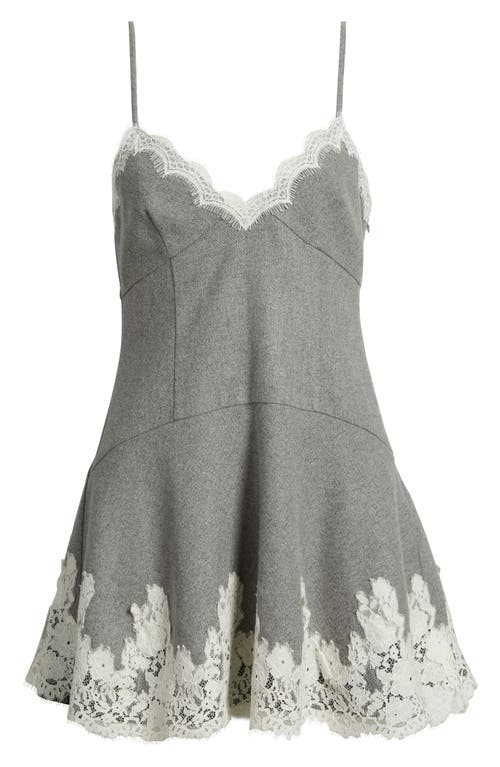 Loveshackfancy Teddi Lace Detail Minidress In Gray