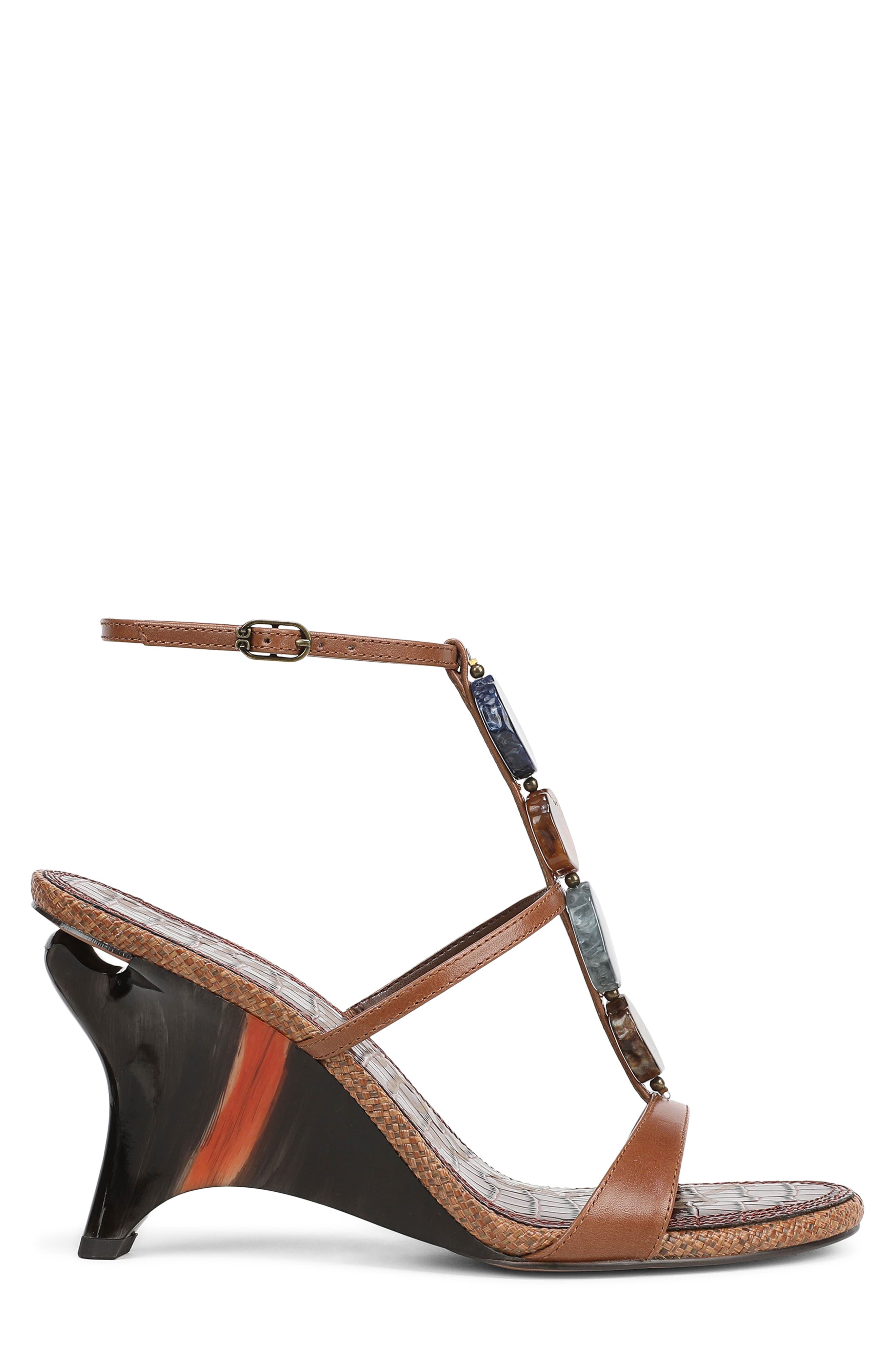 Massey Ankle Strap Wedge Sandal, Alternate, color, COGNAC