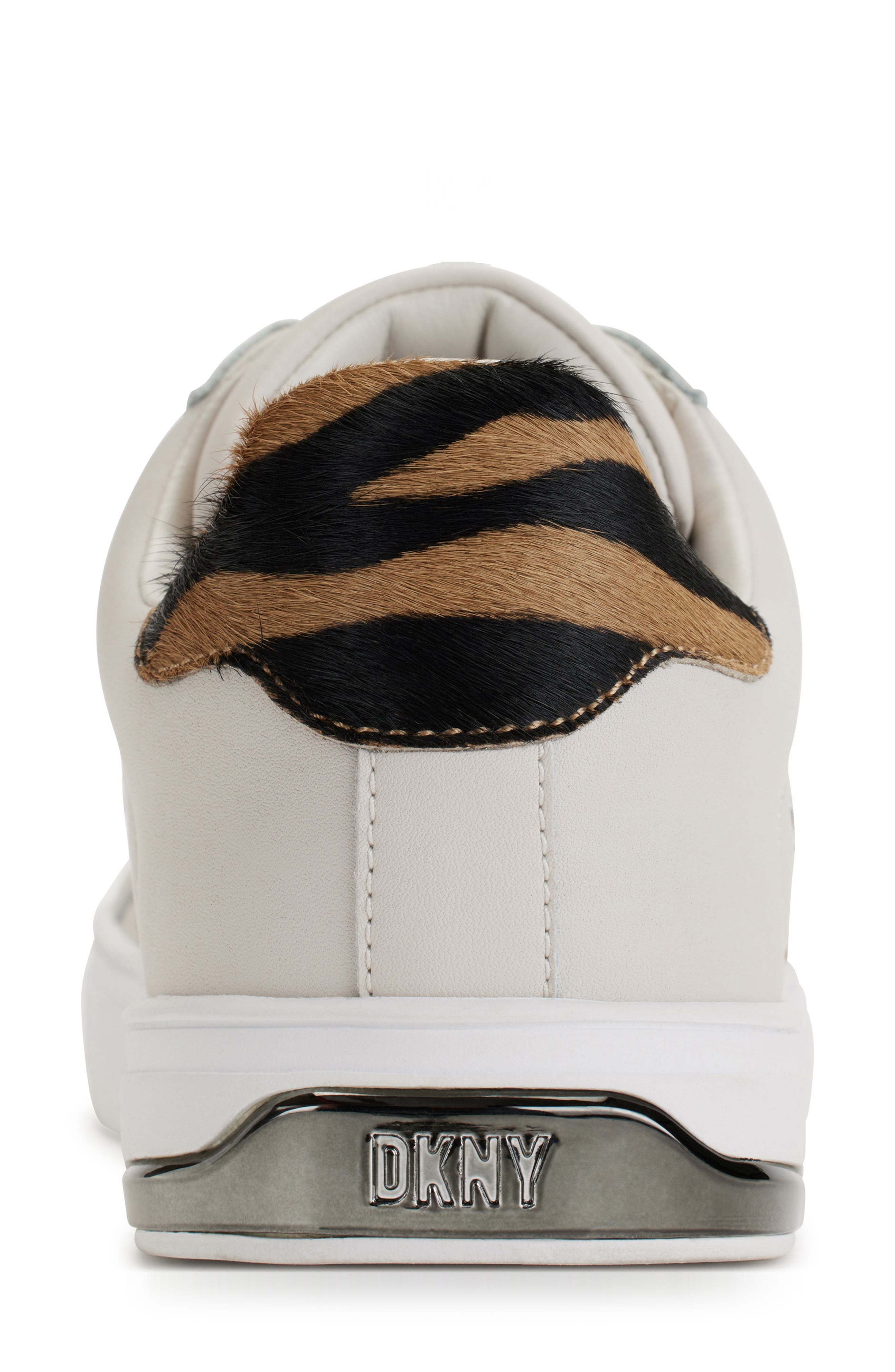 DKNY Abeni Leather & Genuine Calf Hair Sneaker, Alternate, color, Pebble/ Black