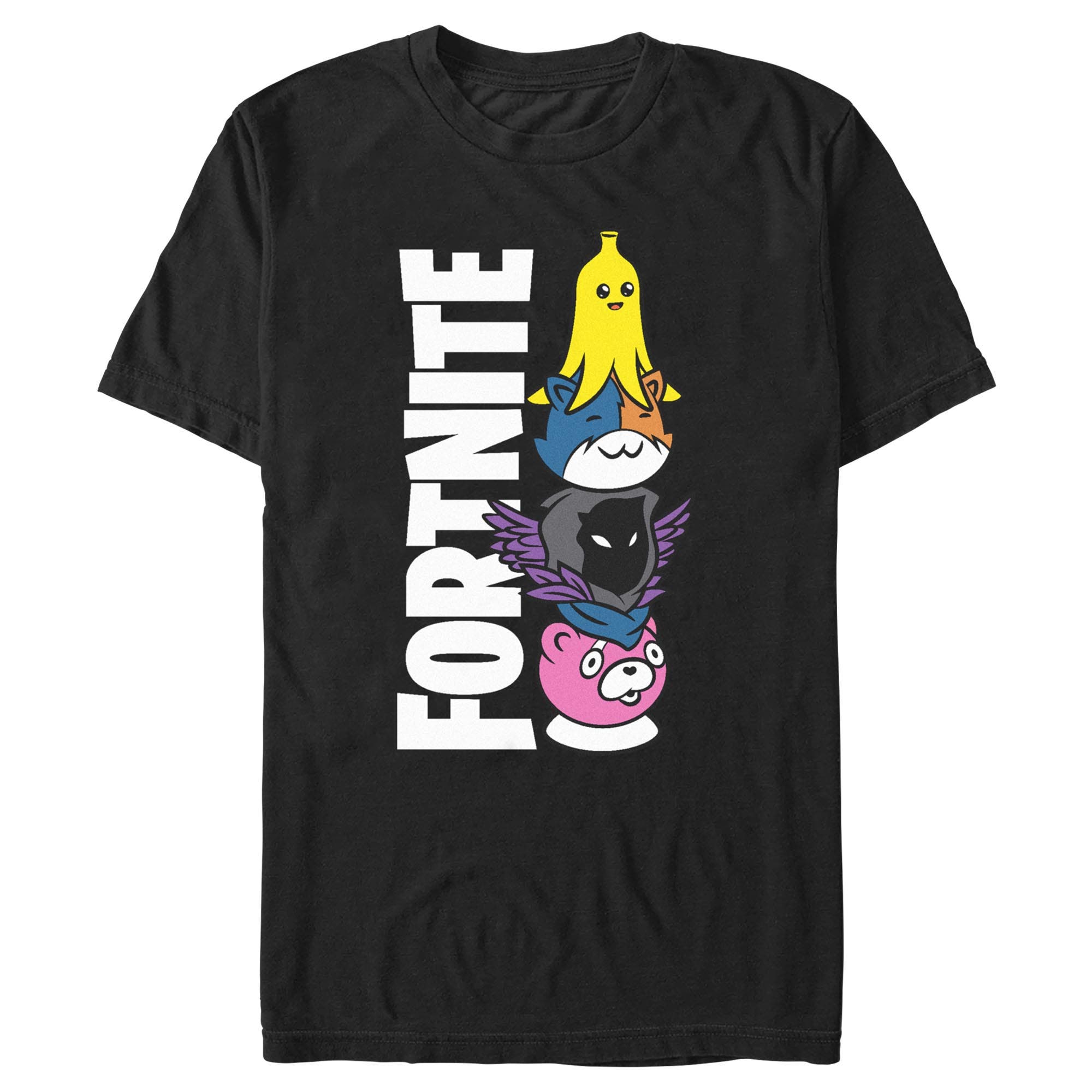 Men's Fortnite Cute Characters Logo  Graphic T-Shirt in Black 