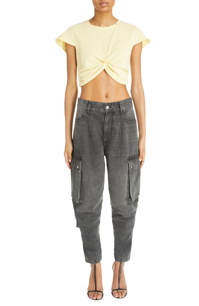 Isabel Marant Elore Nonstretch Denim Cargo Jeans, Alternate, color,