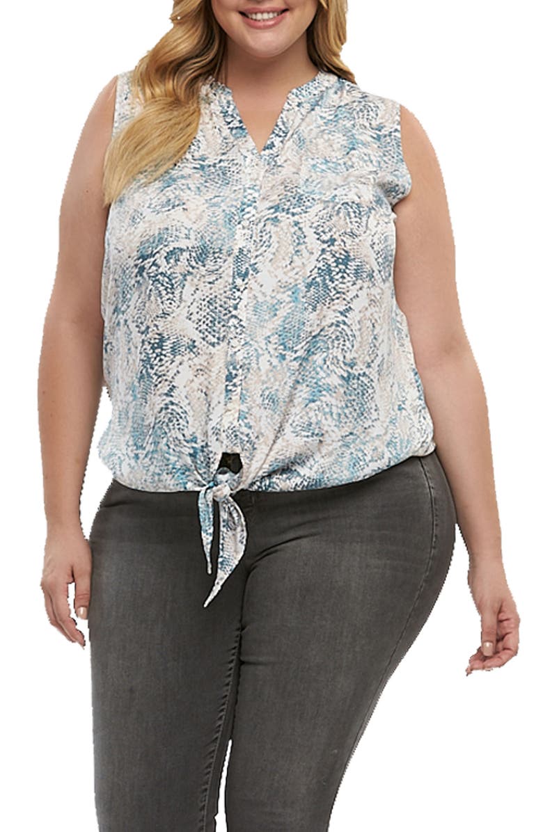 Tart Liya Print Tie Hem Top, Main, color, Desert Python