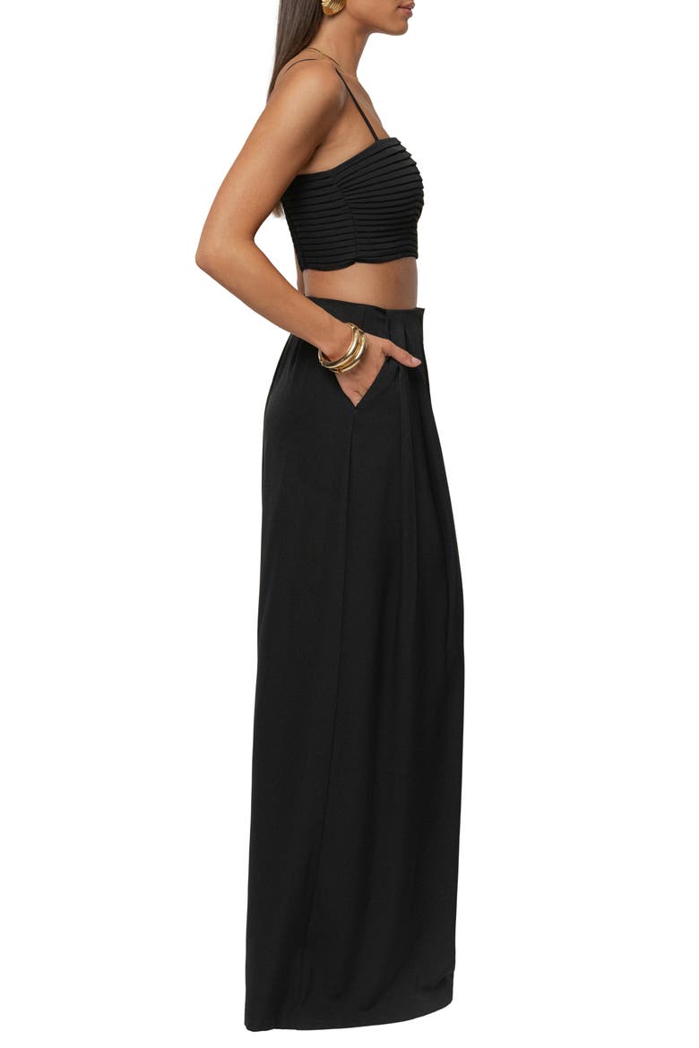 Serenade Crop Top & Wide Leg Pants, Alternate, color, BLACK