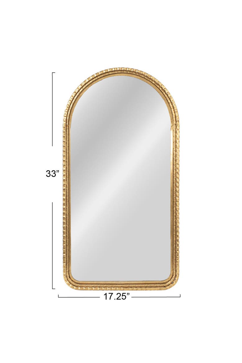 Decorative Arched Metal Wall Mirror, Gold, Alternate, color, Gold