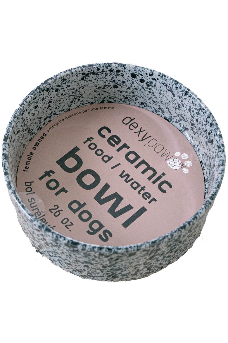 Ceramic Dog Bowl Salt & Pepper, 26oz, Pet Feeding Dish, Main, color, Multicolored
