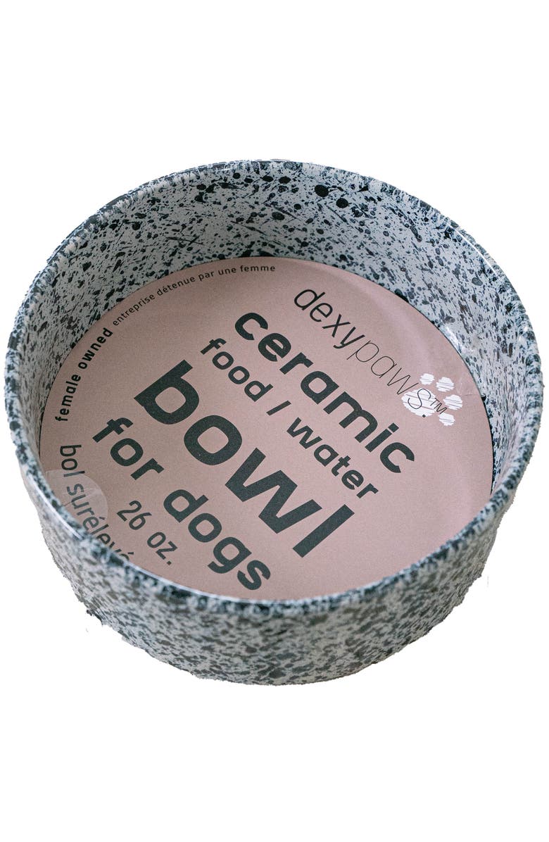 Dexypaws Ceramic Dog Bowl Salt & Pepper, 26oz, Pet Feeding Dish, Main, color, Multicolored