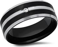 HMY JEWELRY Men's Two-Tone Stainless Steel Band Ring