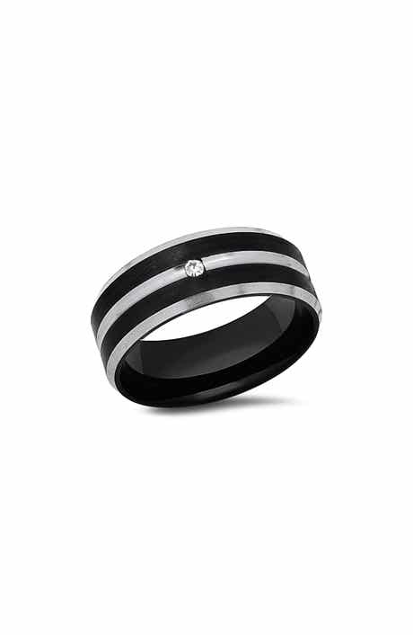 HMY JEWELRY Men's Two-Tone Stainless Steel Band Ring