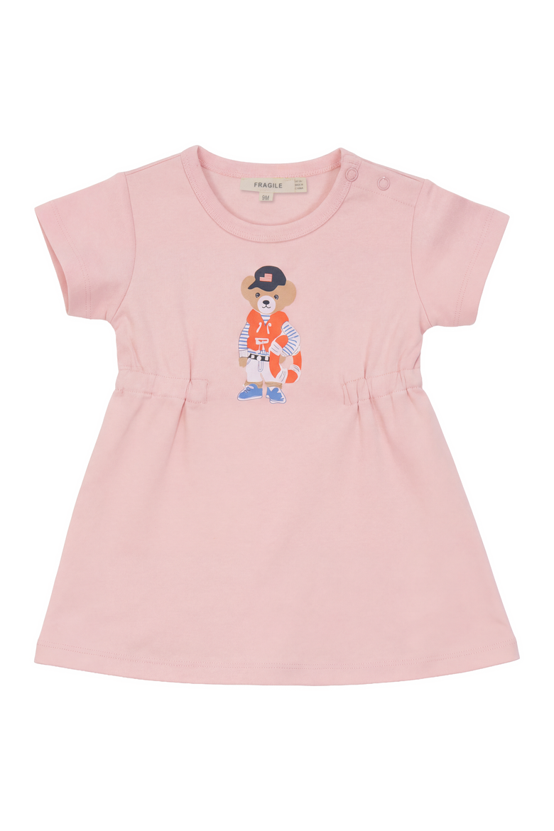 Bear Print Cotton A-Line Dress, Main, color, Pink