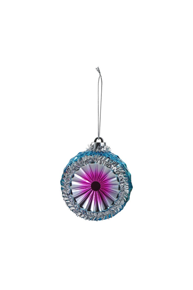 Set of 4 Reflective Ornaments with Tinsel, Alternate, color, Multicolored