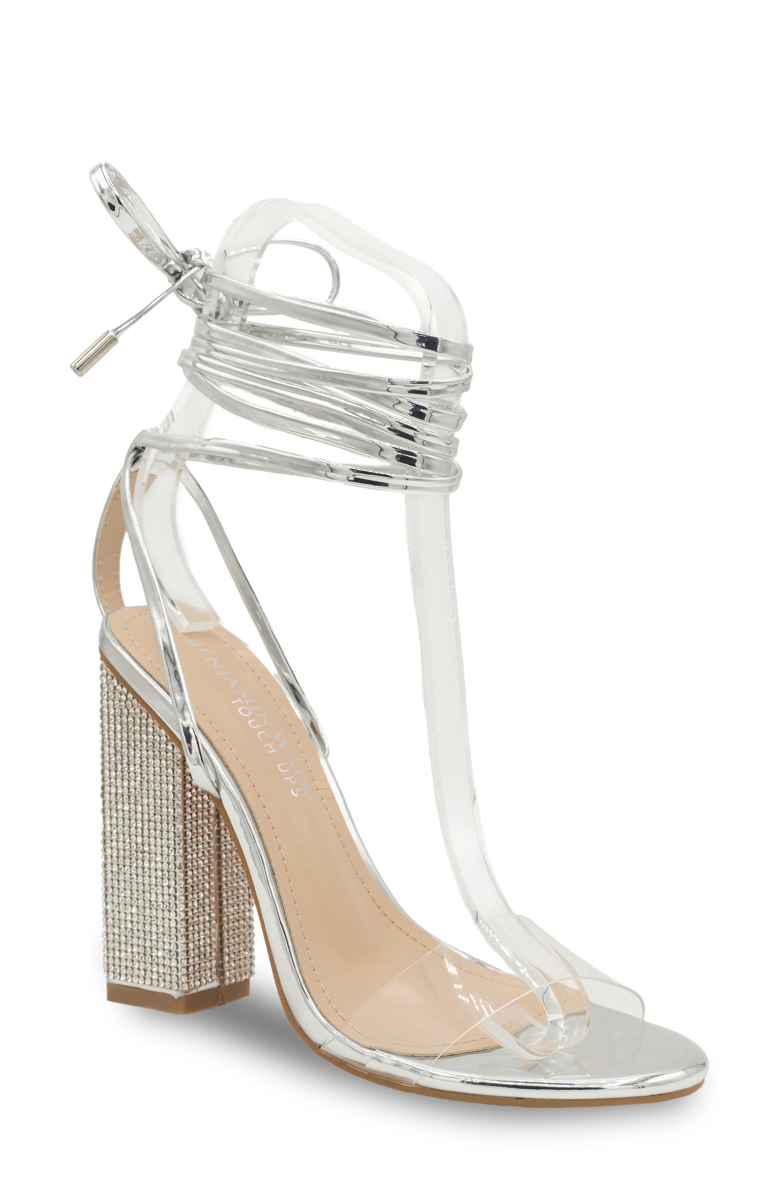 Touch Ups Silver Ankle Wrap Sandal, Main, color, Silver