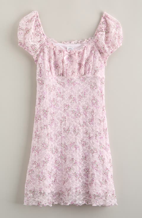 Kids' Lace Puff Sleeve Dress