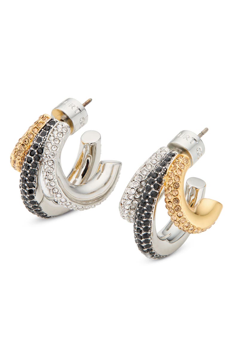 Kurt Geiger London Pavé Crystal Triple Huggie Hoop Earrings, Main, color,