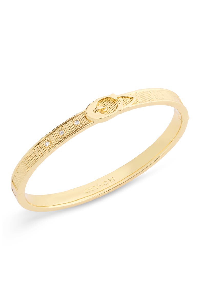 Buckle Brushed Hinge Bangle, Main, color, GOLD