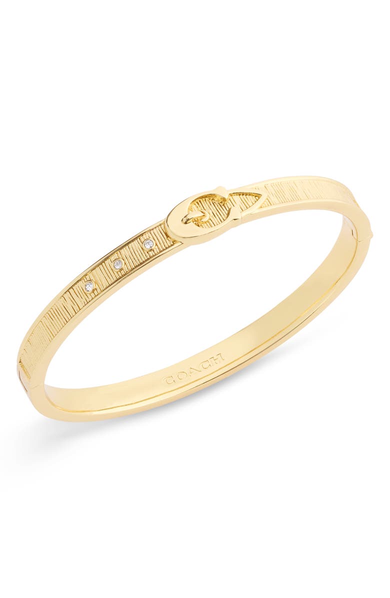 COACH Buckle Brushed Hinge Bangle, Main, color, Gold