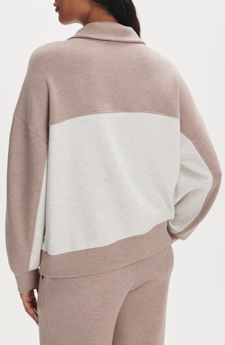 Varley Garcia Full Zip Sweatshirt, Alternate, color, Ivory Marl/ Taupe Marl