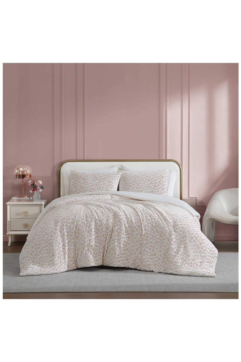 Leopard Print Burnout Velvet & Microfiber Comforter Set, Alternate, color, LIGHT BEIGE
