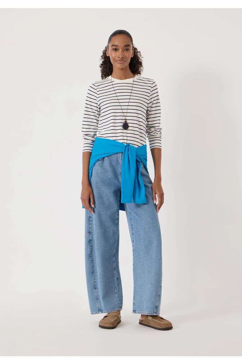 Mia Stripe Slim Long Sleeve Top, Alternate, color, Navy