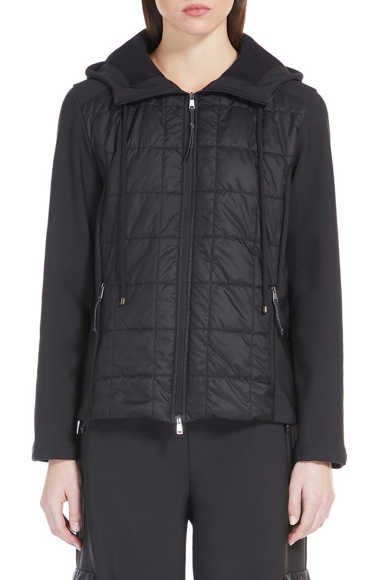 Reed Mixed Media Puffer Jacket, Main, color, BLACK