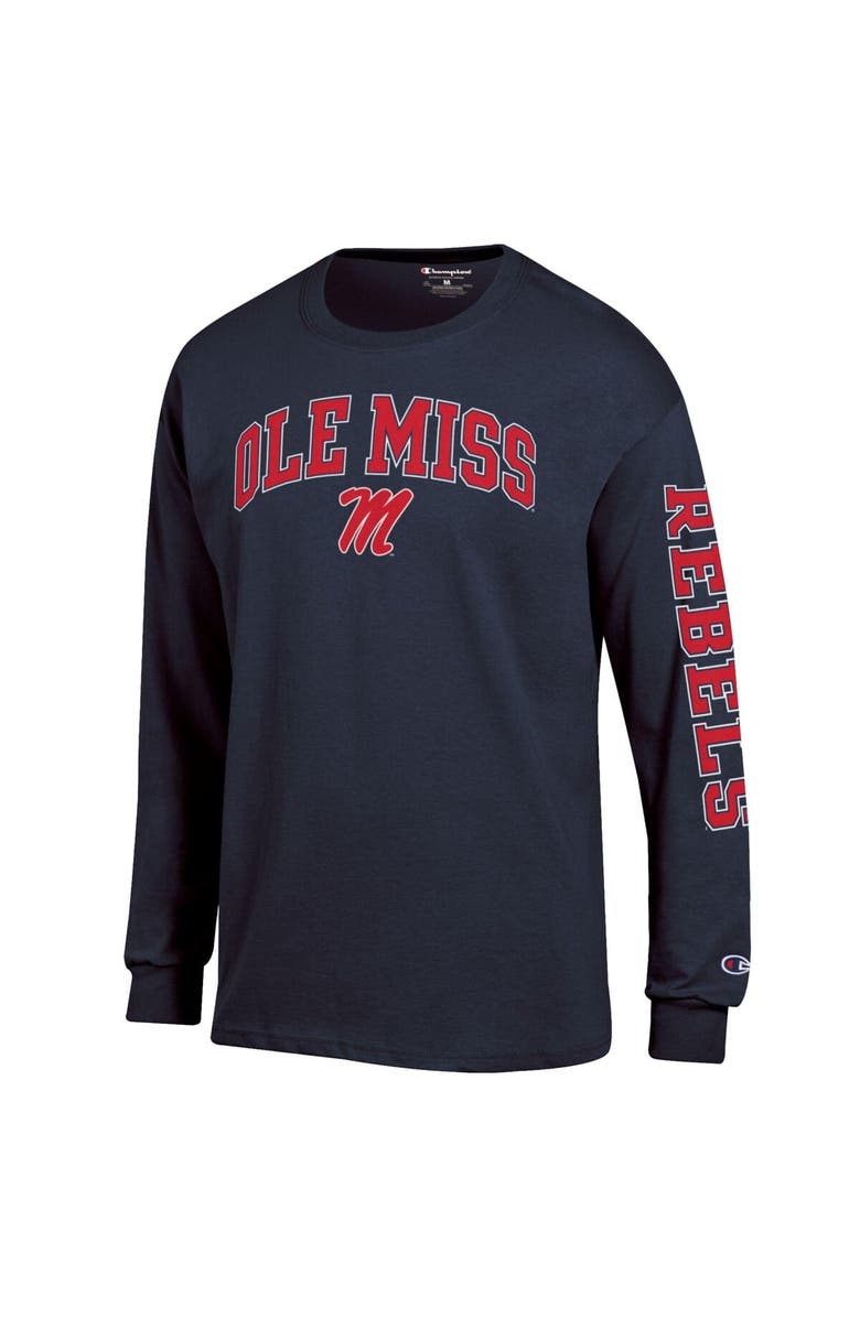 Champion Men's Champion  Navy Ole Miss Rebels Arch Over Logo 2-Hit Long Sleeve T-Shirt, Alternate, color, Navy
