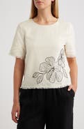 Vince Camuto Floral Embroidered Short Sleeve Top