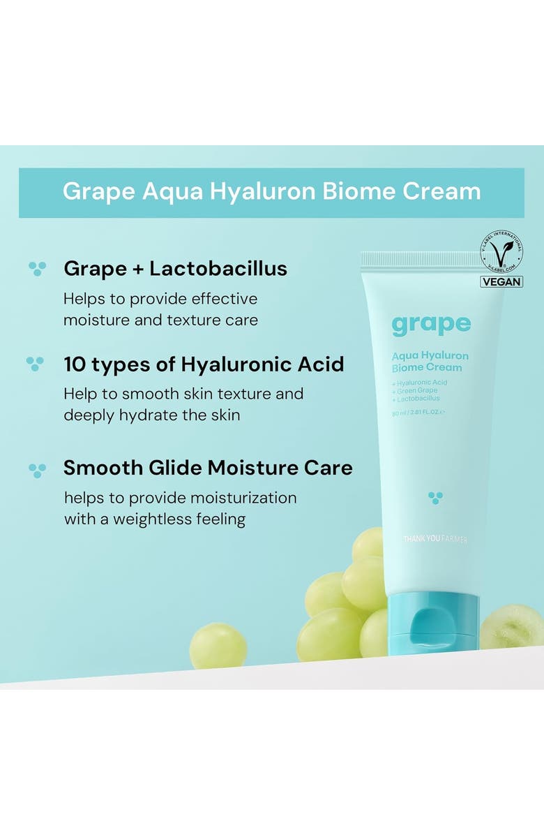 THANK YOU FARMER Grape Aqua Hyaluron Biome Cream, Alternate, color, White