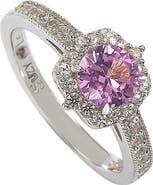 SUZY LEVIAN Sterling Silver Pink Sapphire Center Stone & Lab Grown White Sapphire Ring