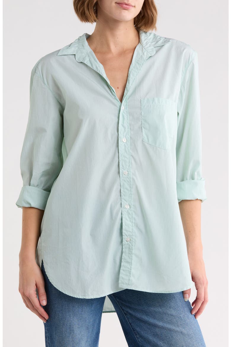 Joedy Boyfriend Button-Up Shirt, Main, color, MICRO GREEN STRIPE