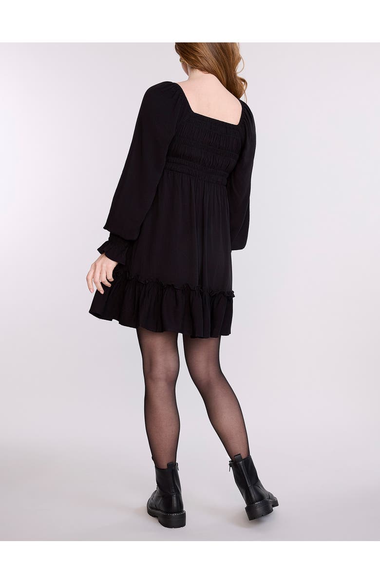 MOTHERHOOD MATERNITY V-Neck Long Sleeve Smocked Tiered Short Dress, Alternate, color, Black