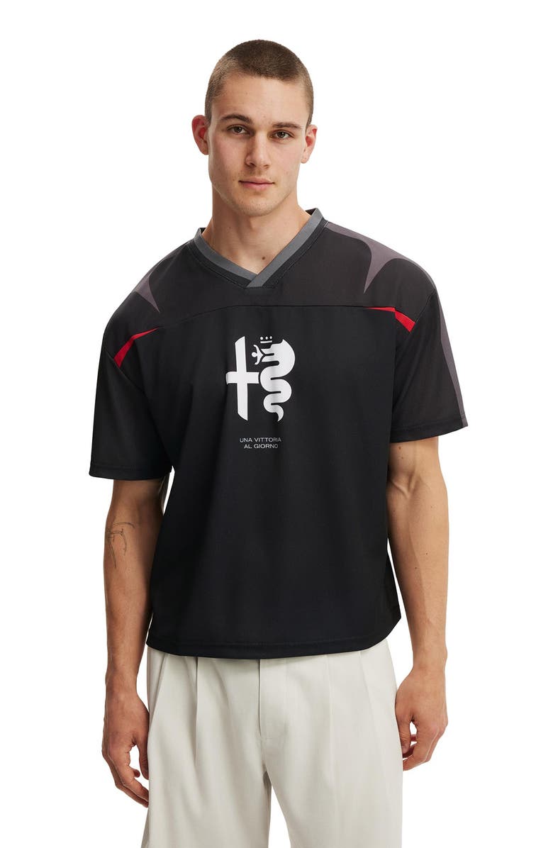 Cotton On Men's Alfa Romeo Football Jersey, Alternate, color, Lcn Alf Black  Alfa Romeo -