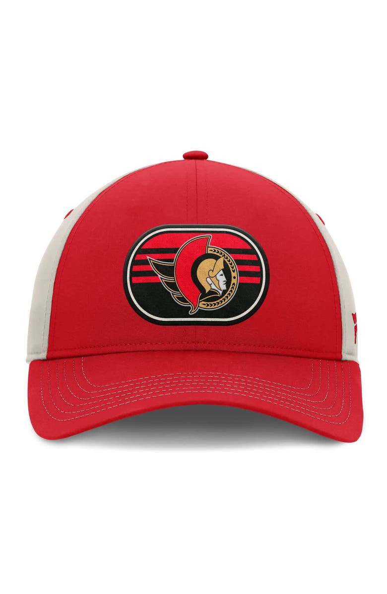 FANATICS Men's  Fanatics  Red/Gray Ottawa Senators 2025 Stanley Cup Playoffs Locker Room Trucker Adjustable Hat, Alternate, color, 