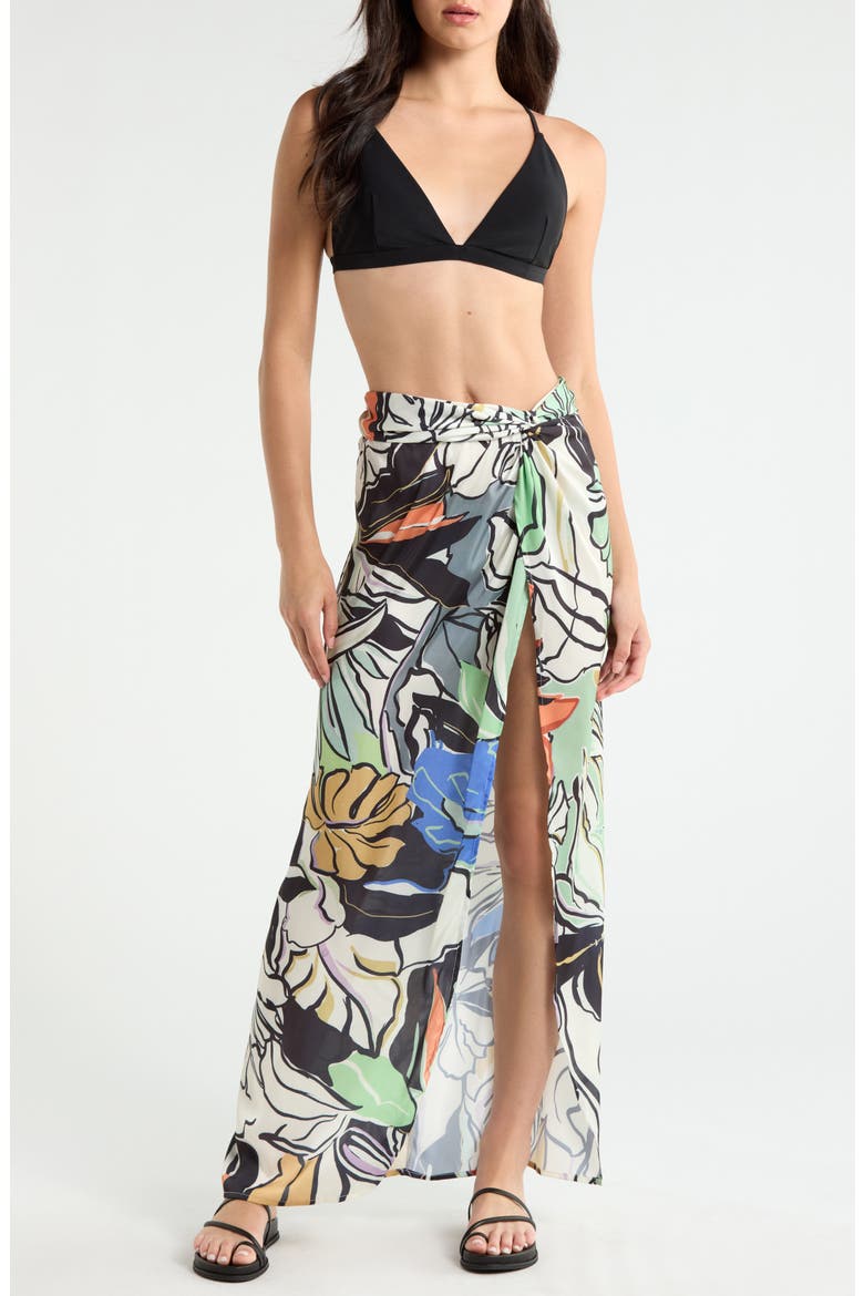 Print Sarong Maxi Skirt, Main, color, BLUE BOTANICAL