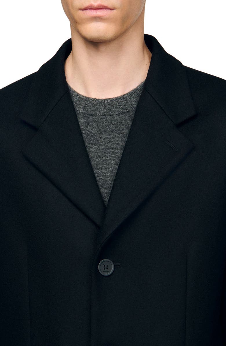 SANDRO Wool and cashmere coat, Alternate, color, Black