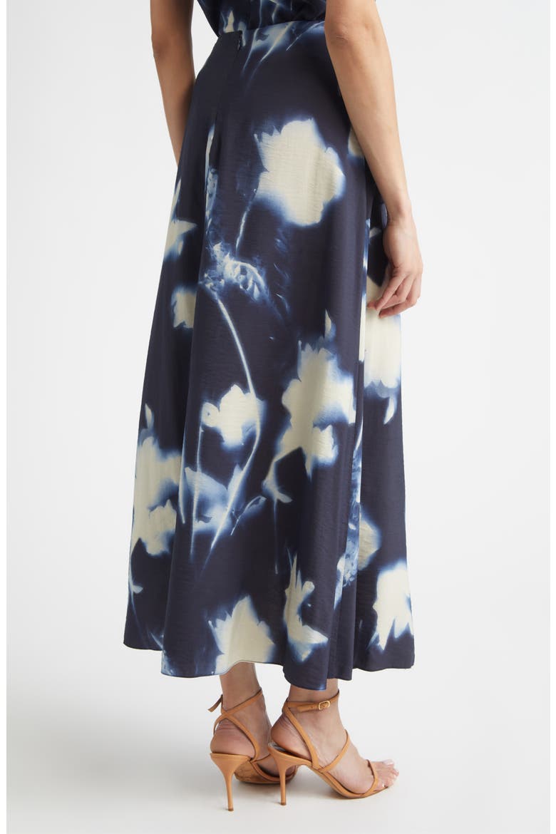 Abstract Floral Cascade Ruffle Crepe Skirt, Alternate, color, NAVY