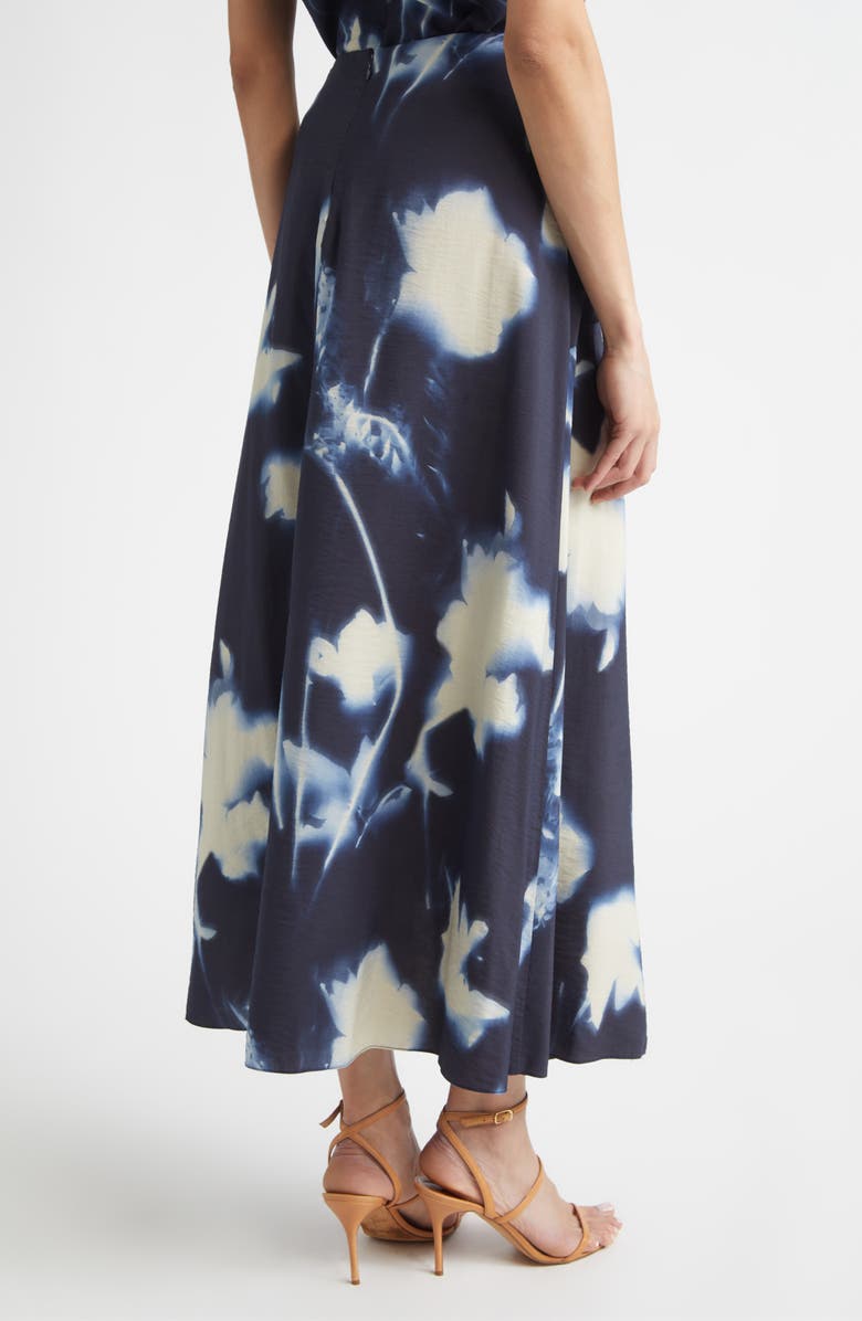 Lela Rose Abstract Floral Cascade Ruffle Crepe Skirt, Alternate, color, Navy
