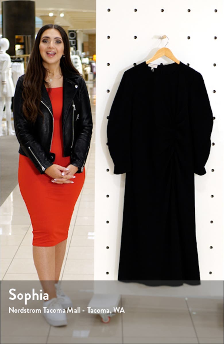 Collina Ruched Long Sleeve Midi Dress, sales video thumbnail