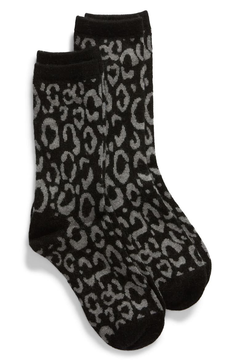 2-Pack Animal Pattern Crew Socks, Main, color, BLACK