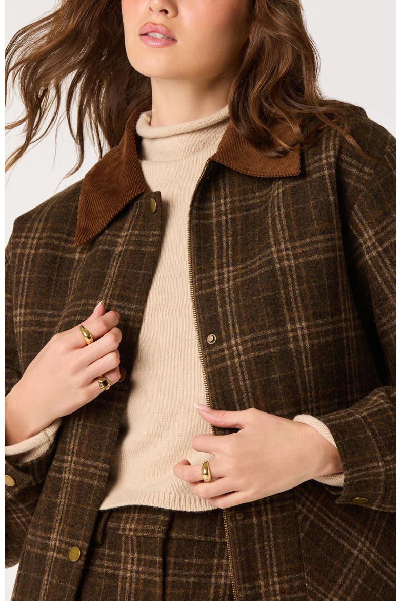 Shae Plaid Wool Blend Jacket, Alternate, color, BROWN PLAID