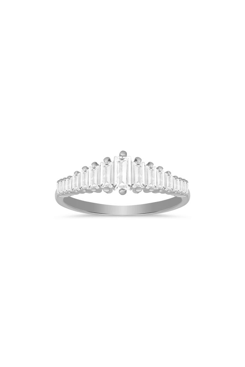 Sterling Silver CZ Baguette Cut Deco Ring, Main, color, SILVER