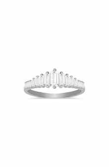 Queen Jewels Sterling Silver CZ Baguette Cut Deco Ring