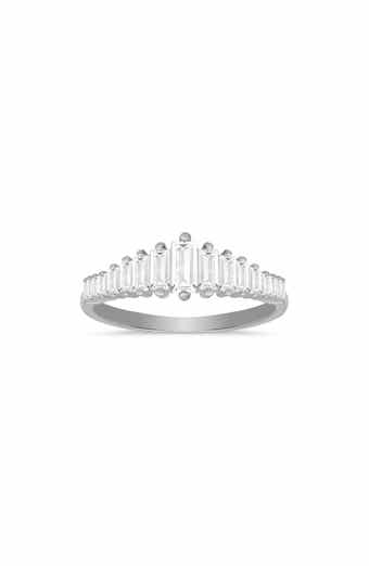 Sterling Silver CZ Baguette Cut Deco Ring