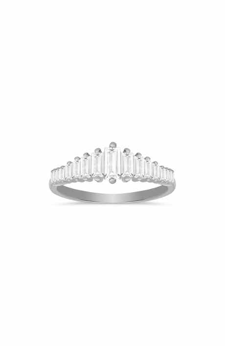 Queen Jewels Sterling Silver CZ Baguette Cut Deco Ring