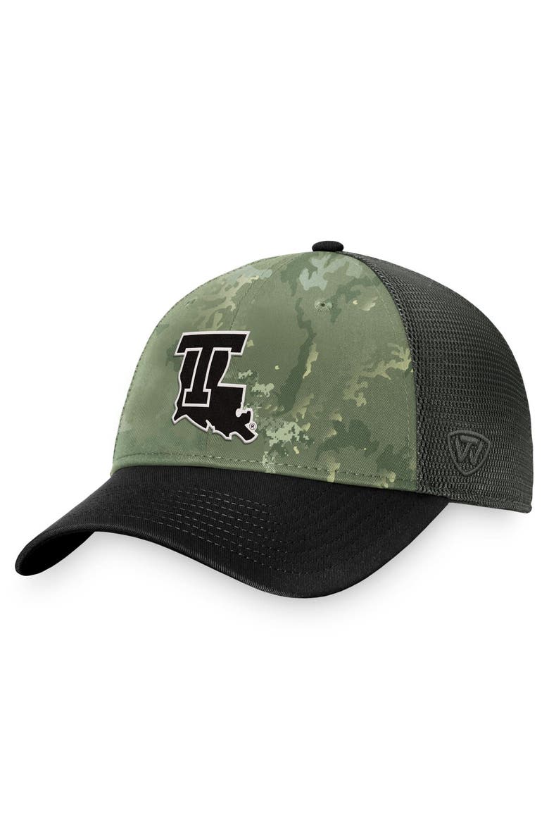 Men's Top of the World Hunter Green/Gray Louisiana Tech Bulldogs OHT Military Appreciation Unit Trucker Adjustable Hat, Alternate, color, Hunter Green