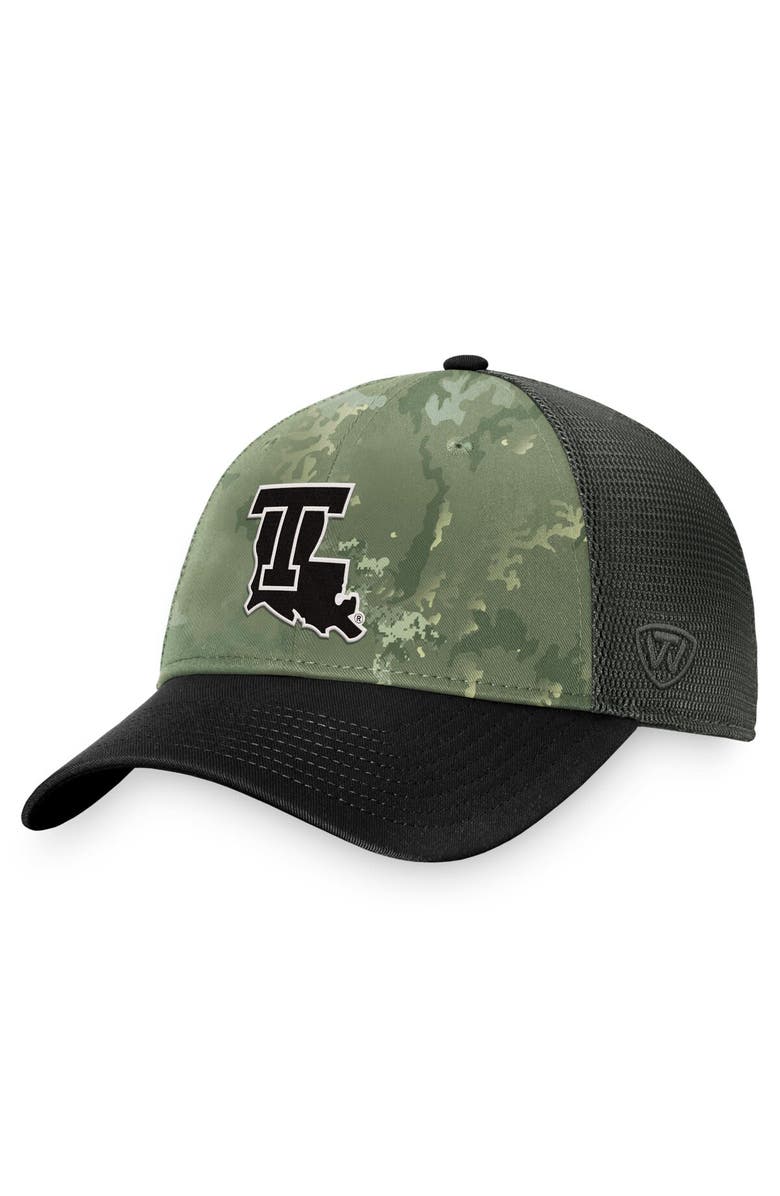 TOP OF THE WORLD Men's Top of the World Hunter Green/Gray Louisiana Tech Bulldogs OHT Military Appreciation Unit Trucker Adjustable Hat, Alternate, color, 